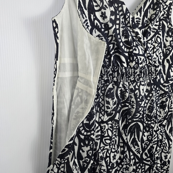 Lands' End Women's Black And White Pattern Suplice Sleeveless Dress Cotton 18 - Picture 12 of 15